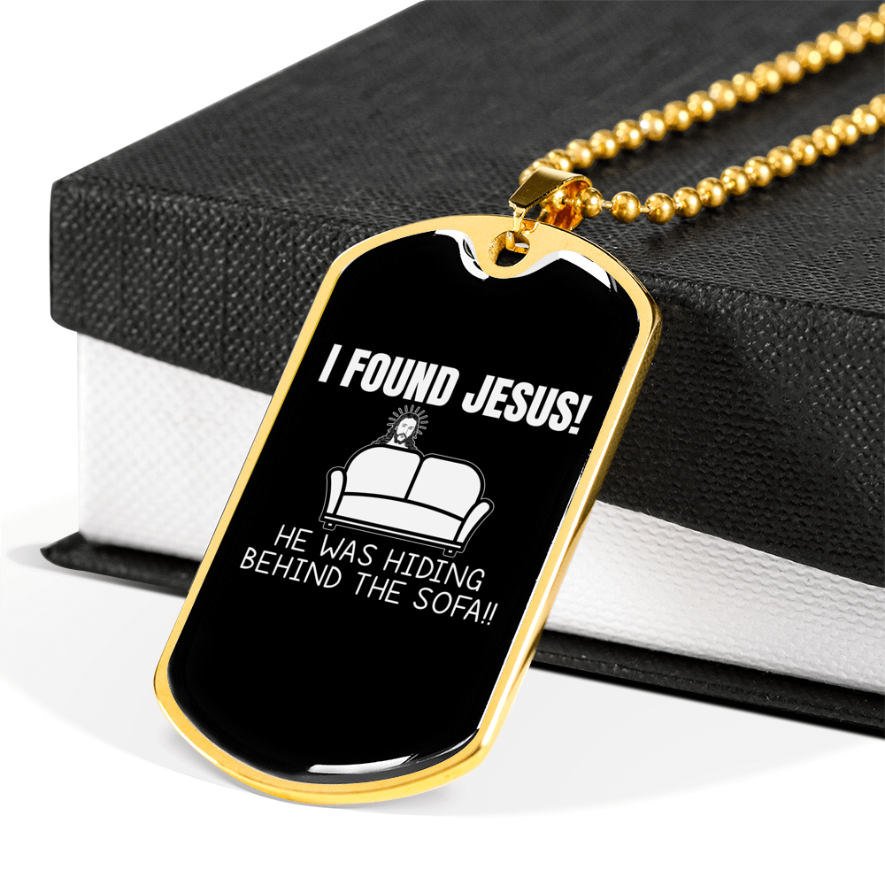 I Found Jesus Necklace Stainless Steel or 18k Gold Dog Tag 24" Chain-Express Your Love Gifts