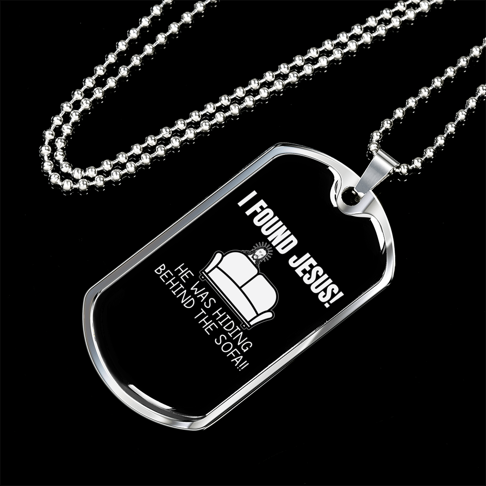 I Found Jesus Necklace Stainless Steel or 18k Gold Dog Tag 24" Chain-Express Your Love Gifts