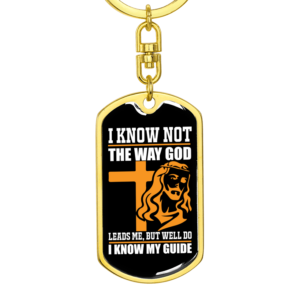 I Know My Guide Keychain Stainless Steel or 18k Gold Dog Tag Keyring-Express Your Love Gifts