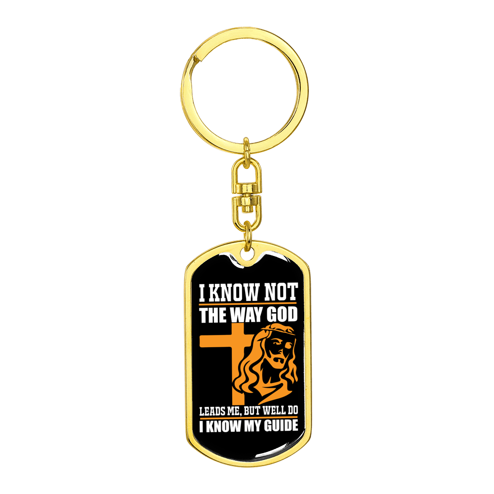I Know My Guide Stainless Steel or 18k Gold Premium Swivel Dog Tag Keychain