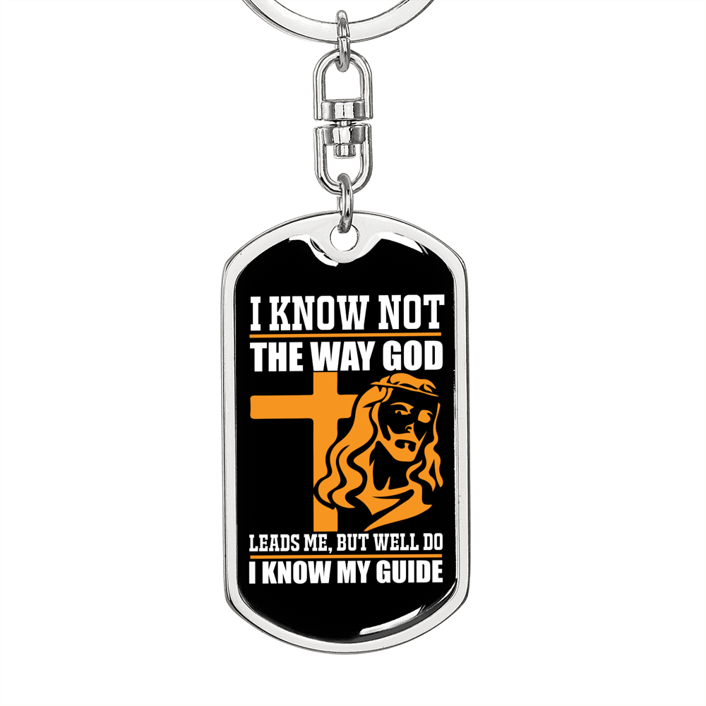 I Know My Guide Keychain Stainless Steel or 18k Gold Dog Tag Keyring-Express Your Love Gifts