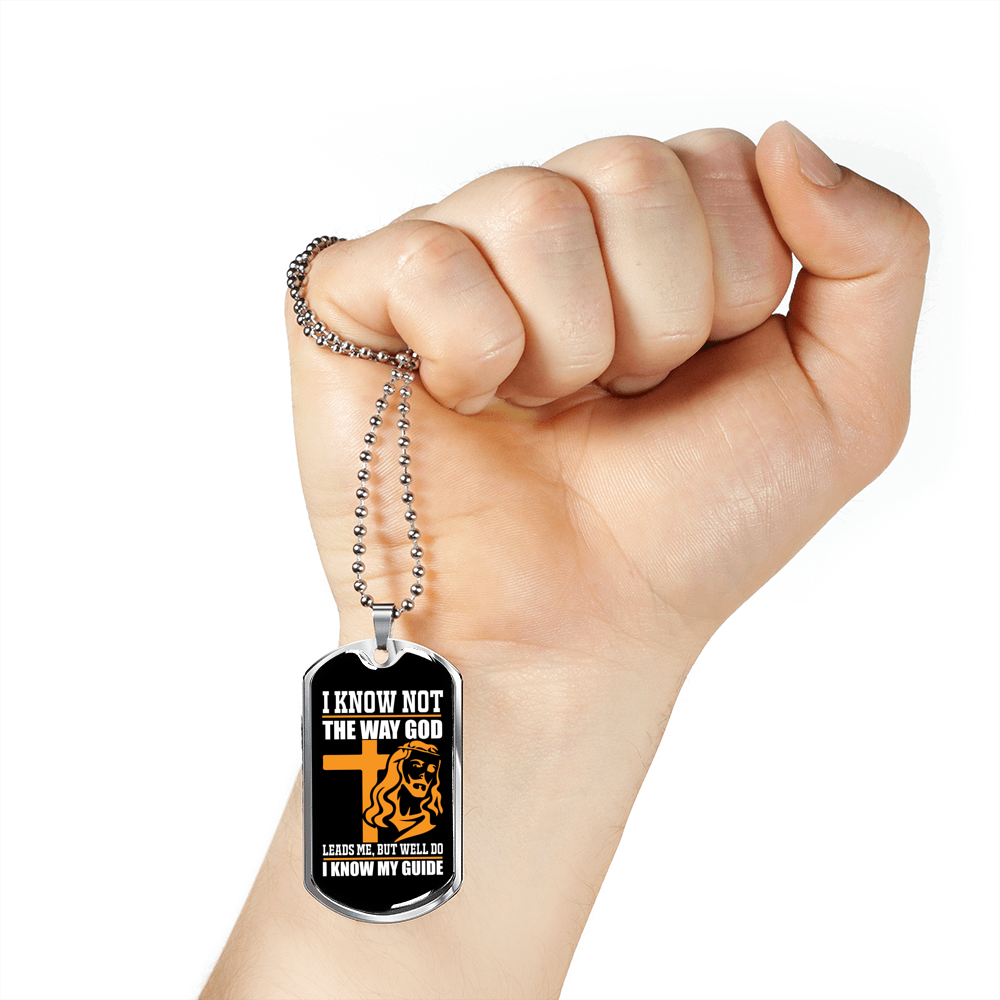 I Know My Guide Necklace Stainless Steel or 18k Gold Dog Tag 24" Chain-Express Your Love Gifts