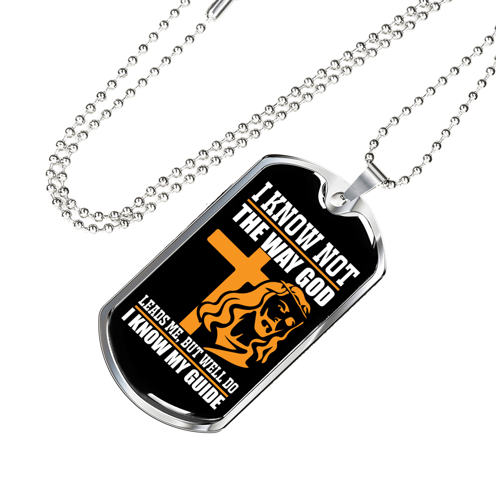 I Know My Guide Necklace Stainless Steel or 18k Gold Dog Tag 24" Chain-Express Your Love Gifts