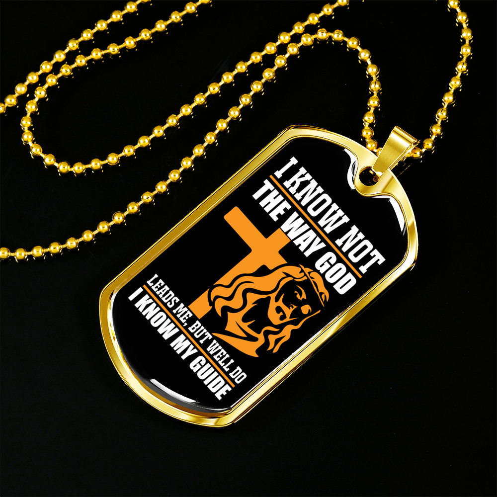 I Know My Guide Necklace Stainless Steel or 18k Gold Dog Tag 24" Chain-Express Your Love Gifts