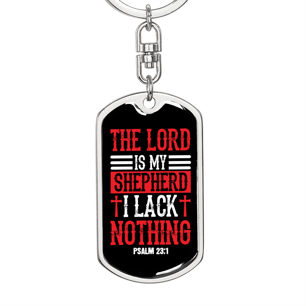 I Lack Nothing Psalm 23:1 Keychain Stainless Steel or 18k Gold Dog Tag Keyring-Express Your Love Gifts