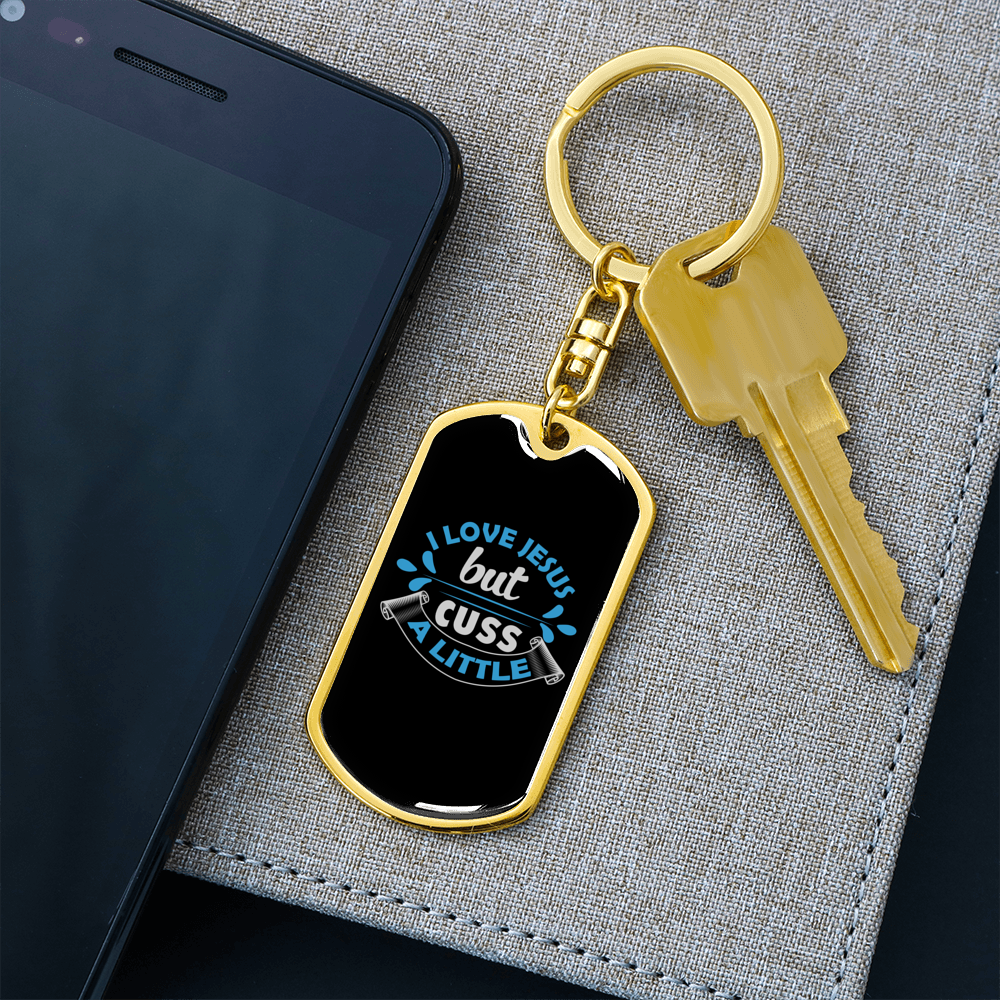 I Love Jesus But Keychain Stainless Steel or 18k Gold Dog Tag Keyring-Express Your Love Gifts