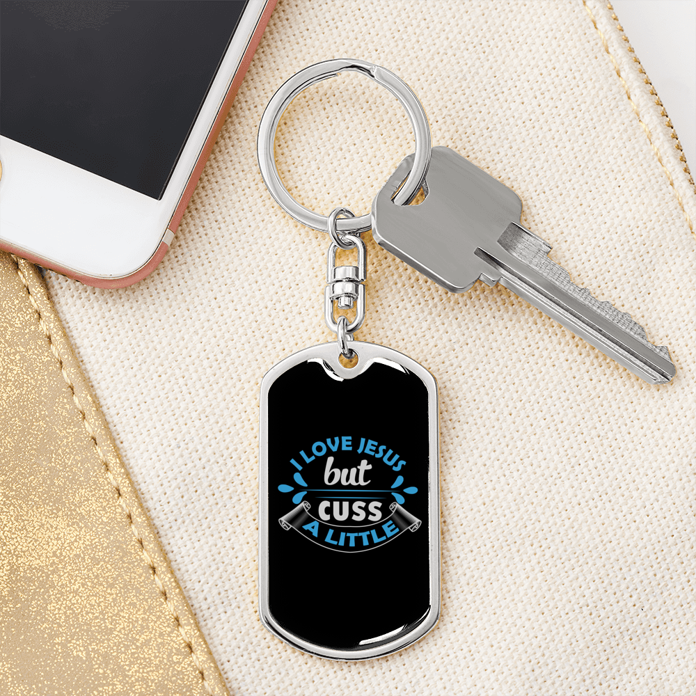 I Love Jesus But Keychain Stainless Steel or 18k Gold Dog Tag Keyring-Express Your Love Gifts
