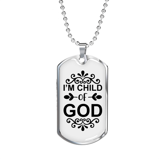 I'm Child Of God Christian Necklace Stainless Steel or 18k Gold Dog Tag 24" Chain-Express Your Love Gifts