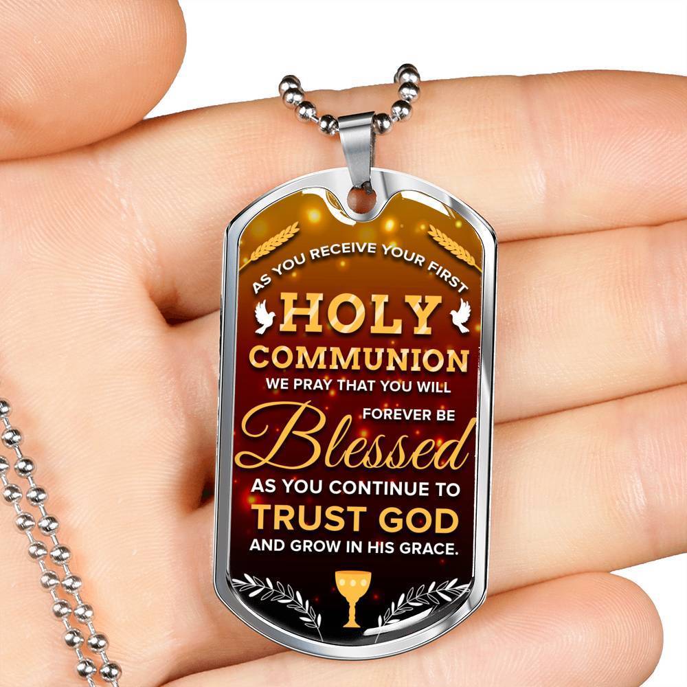 I Pray That I Will Forever Be Blessed Necklace Stainless Steel or 18k Gold Dog Tag 24" Chain-Express Your Love Gifts