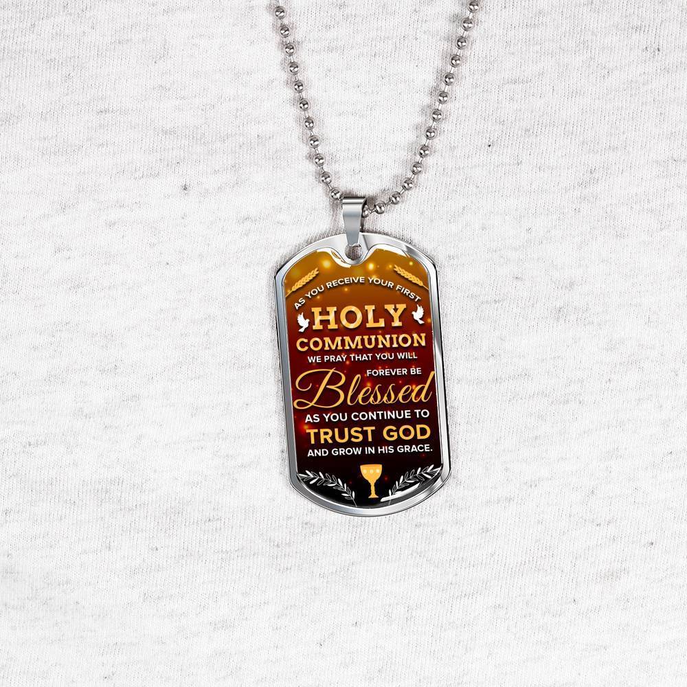 I Pray That I Will Forever Be Blessed Necklace Stainless Steel or 18k Gold Dog Tag 24" Chain-Express Your Love Gifts