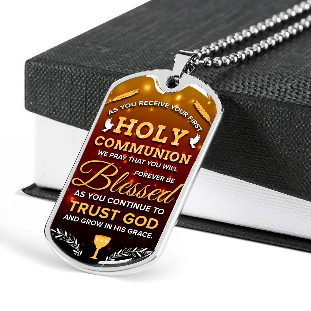 I Pray That I Will Forever Be Blessed Necklace Stainless Steel or 18k Gold Dog Tag 24" Chain-Express Your Love Gifts