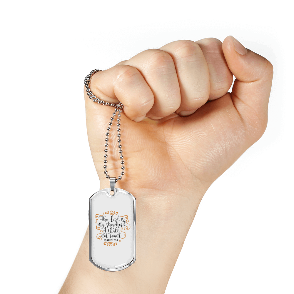 I Shall Not Want Christian Necklace Stainless Steel or 18k Gold Dog Tag 24" Chain-Express Your Love Gifts