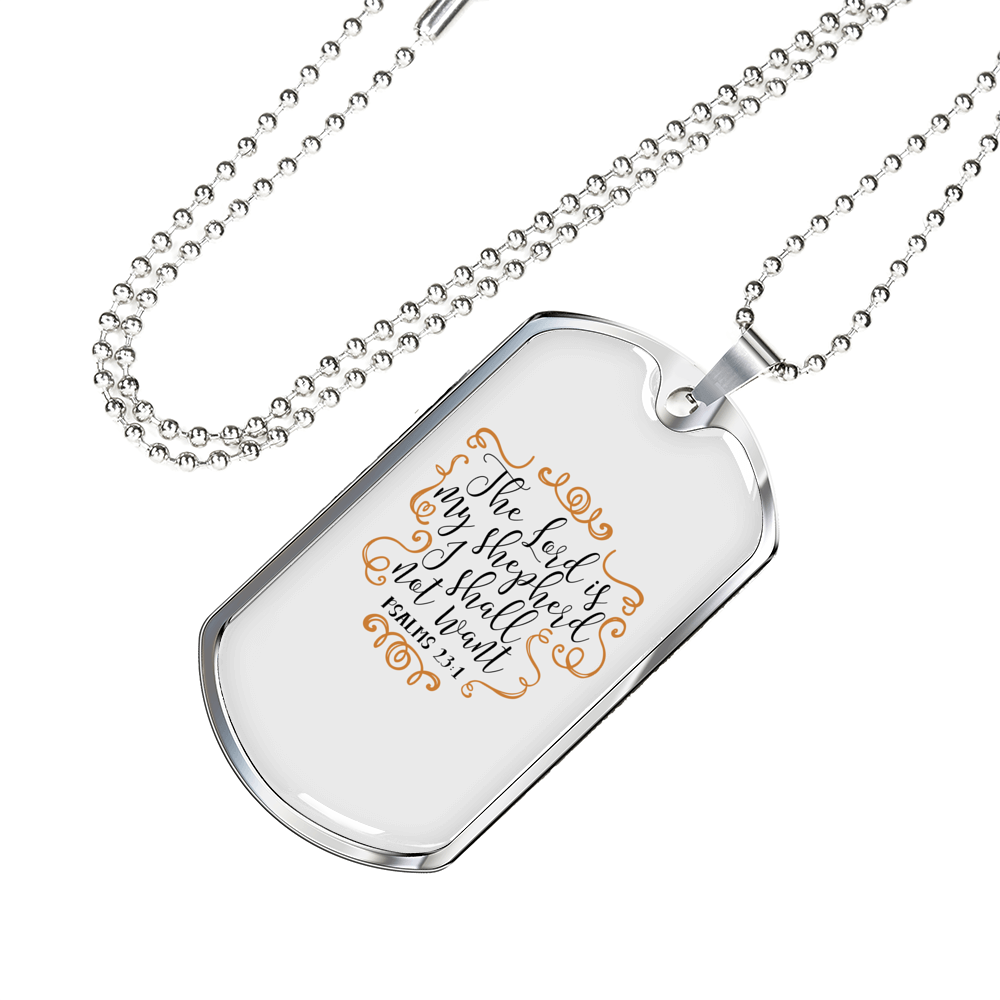 I Shall Not Want Christian Necklace Stainless Steel or 18k Gold Dog Tag 24" Chain-Express Your Love Gifts