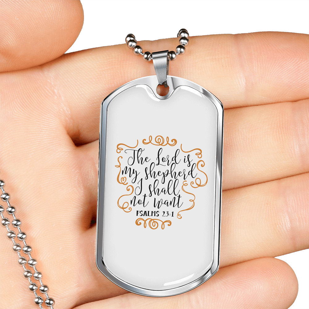I Shall Not Want Christian Necklace Stainless Steel or 18k Gold Dog Tag 24" Chain-Express Your Love Gifts