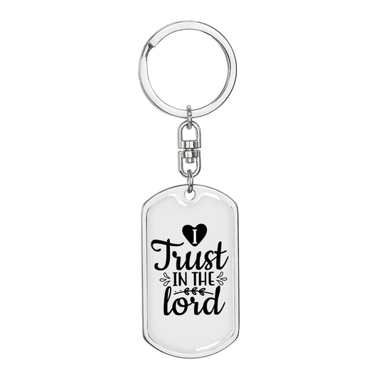 I Trust The Lord Keychain Stainless Steel or 18k Gold Dog Tag Keyring-Express Your Love Gifts