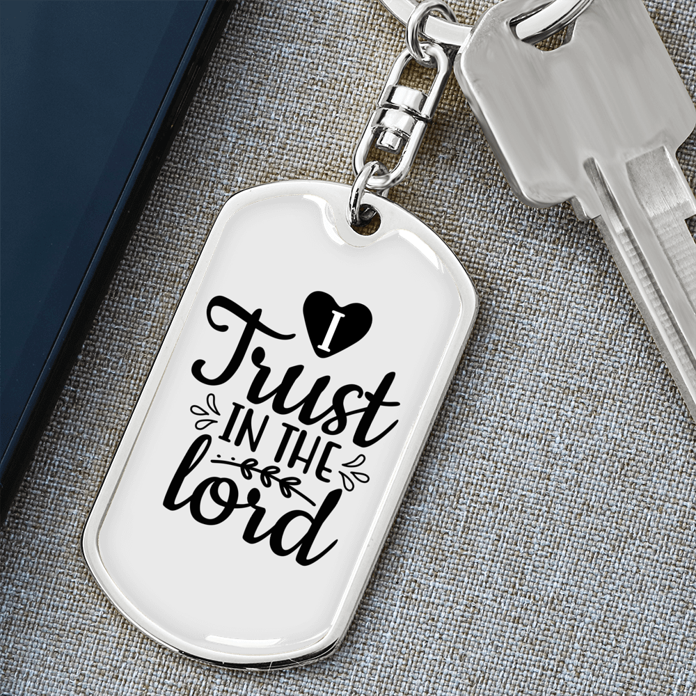I Trust The Lord Keychain Stainless Steel or 18k Gold Dog Tag Keyring-Express Your Love Gifts