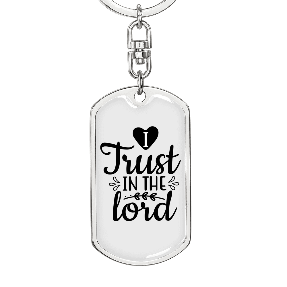 I Trust The Lord Keychain Stainless Steel or 18k Gold Dog Tag Keyring-Express Your Love Gifts
