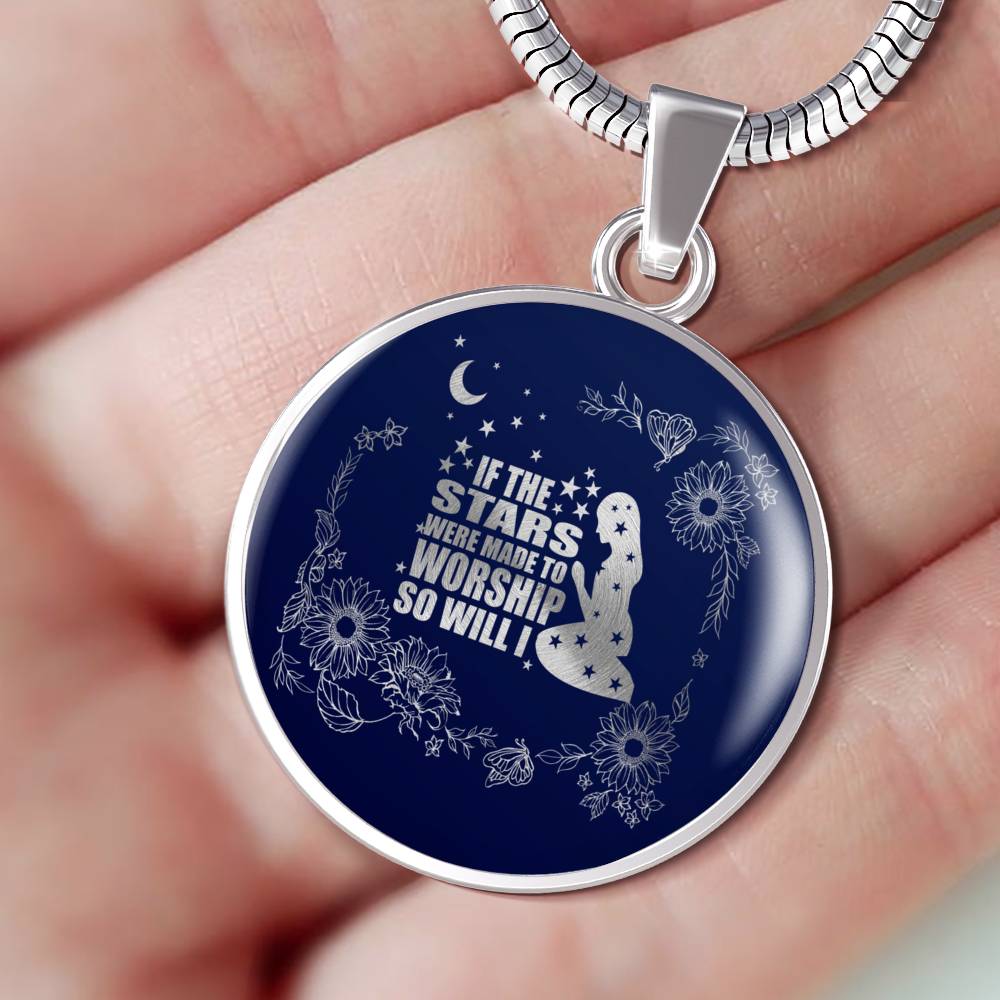 If The Stars Were Made To Worship Psalm Necklace Stainless Steel or 18k Gold 18-22"-Express Your Love Gifts