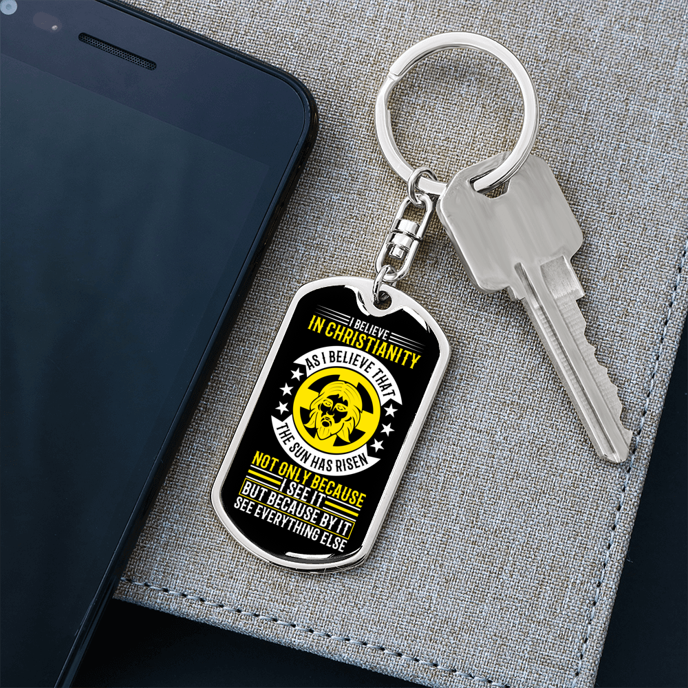 In Christianity Keychain Stainless Steel or 18k Gold Dog Tag Keyring-Express Your Love Gifts