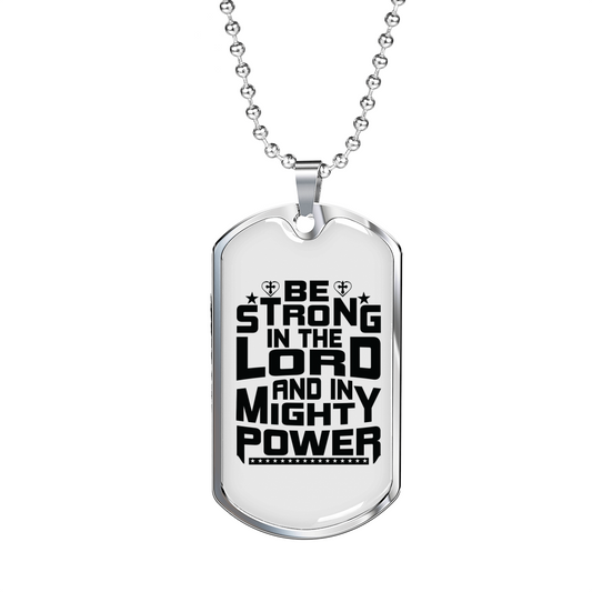 In Mighty Power Black Christian Necklace Stainless Steel or 18k Gold Dog Tag 24" Chain-Express Your Love Gifts