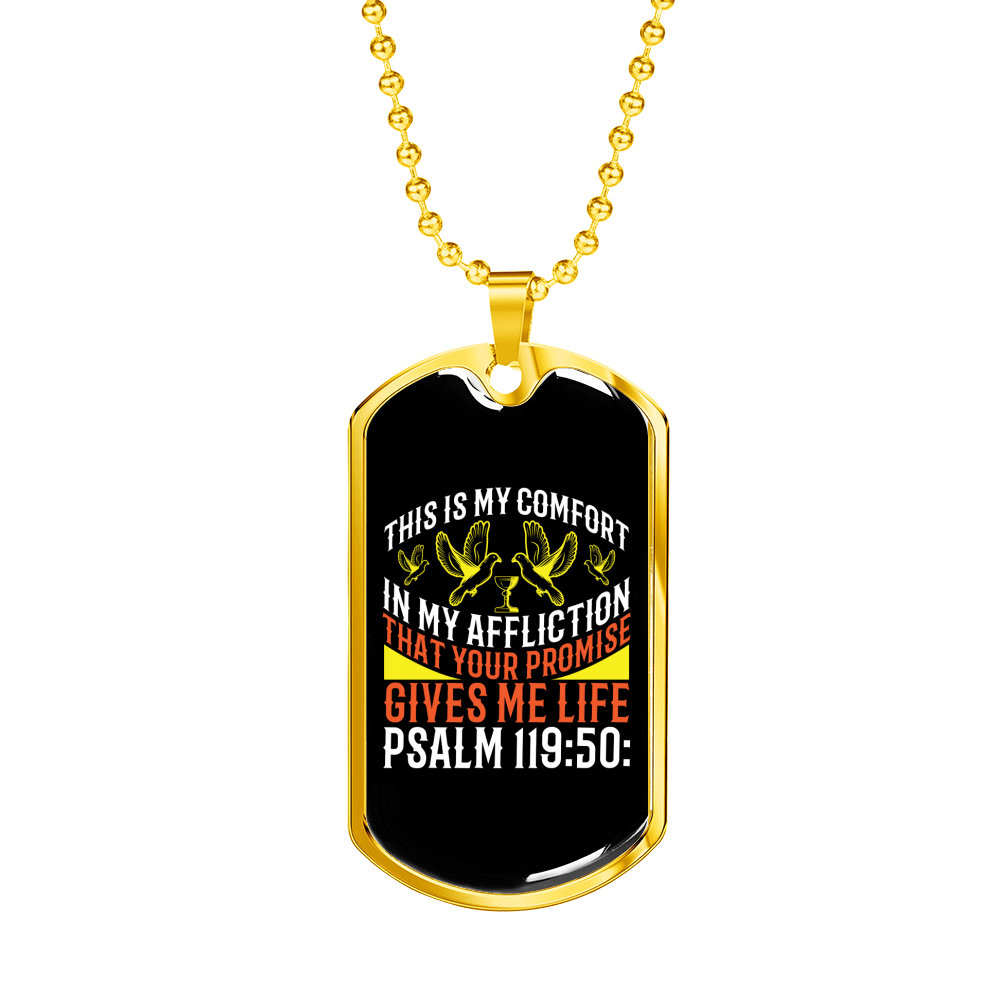 In My Afflication Christian Necklace Stainless Steel or 18k Gold Dog Tag 24" Chain-Express Your Love Gifts