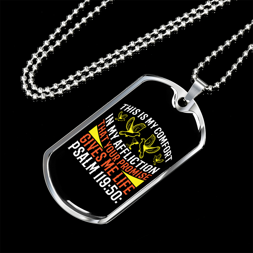 In My Afflication Christian Necklace Stainless Steel or 18k Gold Dog Tag 24" Chain-Express Your Love Gifts