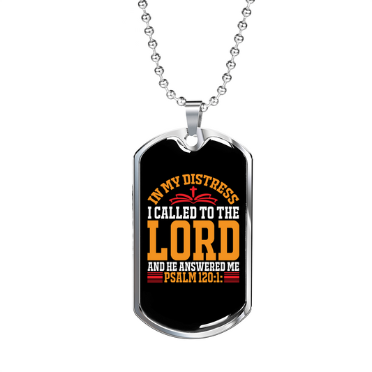 In My Distress Lord Christian Necklace Stainless Steel or 18k Gold Dog Tag 24" Chain-Express Your Love Gifts