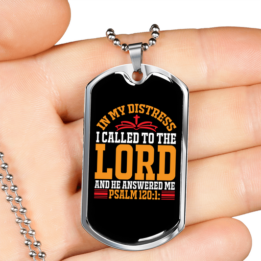 In My Distress Lord Christian Necklace Stainless Steel or 18k Gold Dog Tag 24" Chain-Express Your Love Gifts