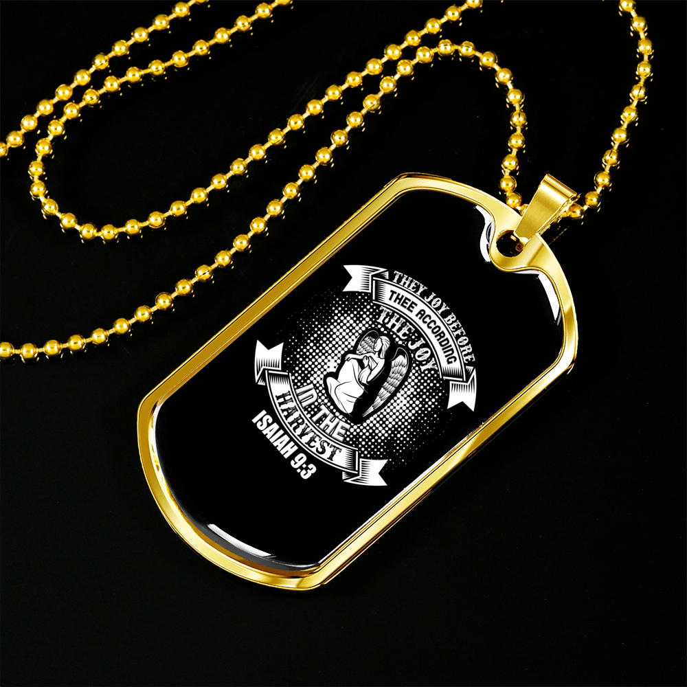 In The Harvest Christian Necklace Stainless Steel or 18k Gold Dog Tag 24" Chain-Express Your Love Gifts