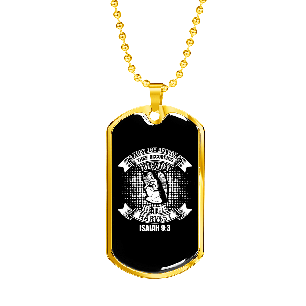 In The Harvest Christian Necklace Stainless Steel or 18k Gold Dog Tag 24" Chain-Express Your Love Gifts