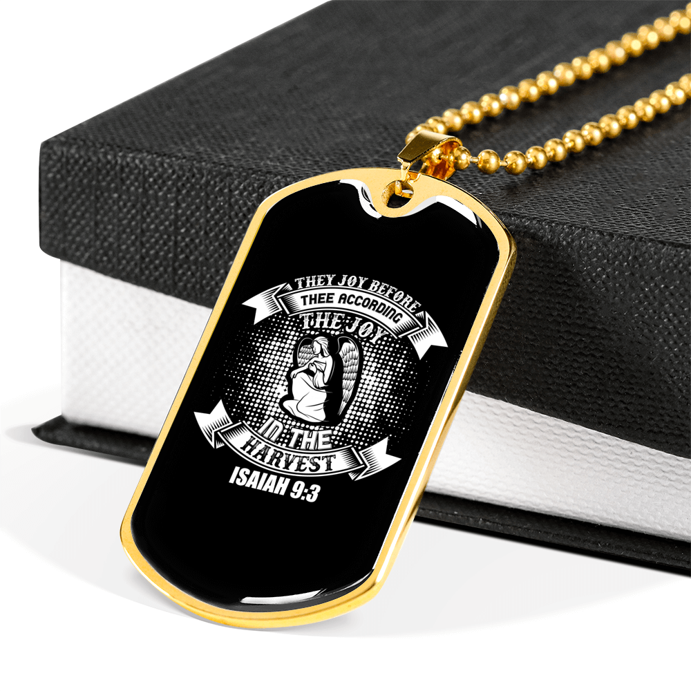 In The Harvest Christian Necklace Stainless Steel or 18k Gold Dog Tag 24" Chain-Express Your Love Gifts