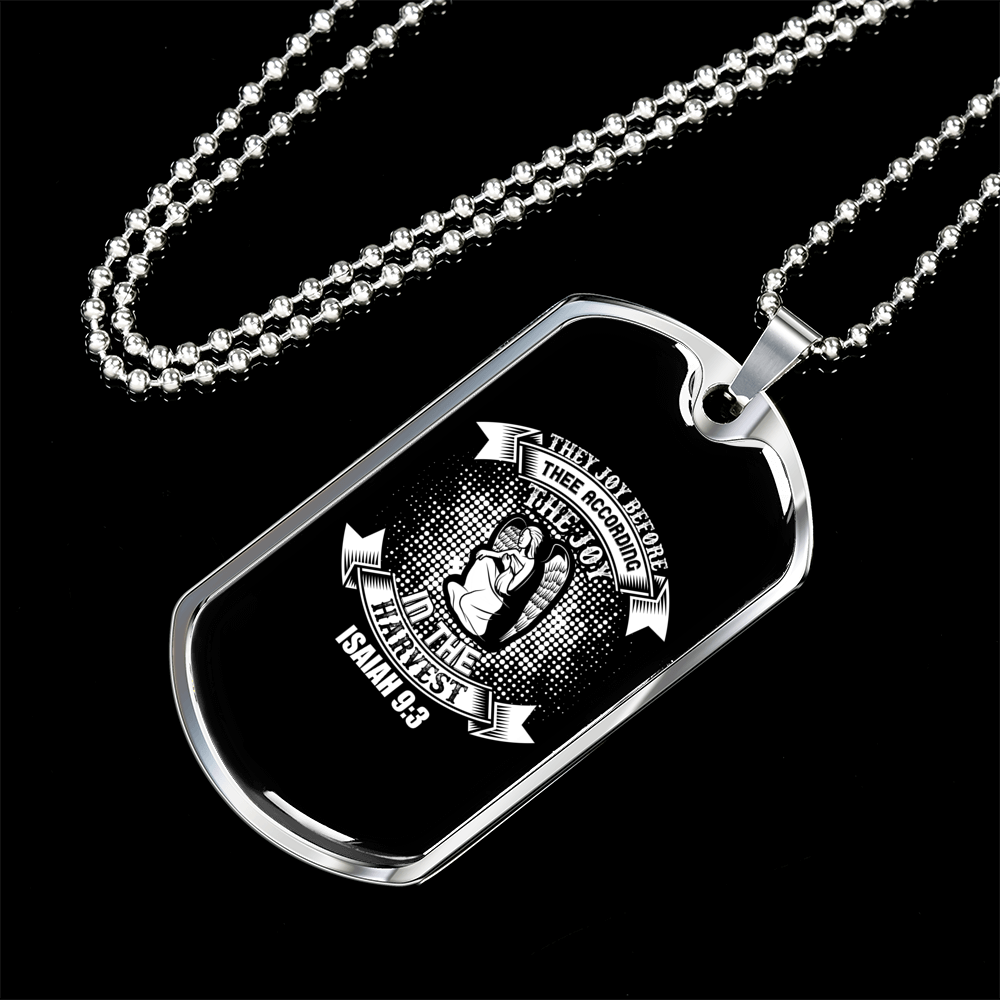 In The Harvest Christian Necklace Stainless Steel or 18k Gold Dog Tag 24" Chain-Express Your Love Gifts