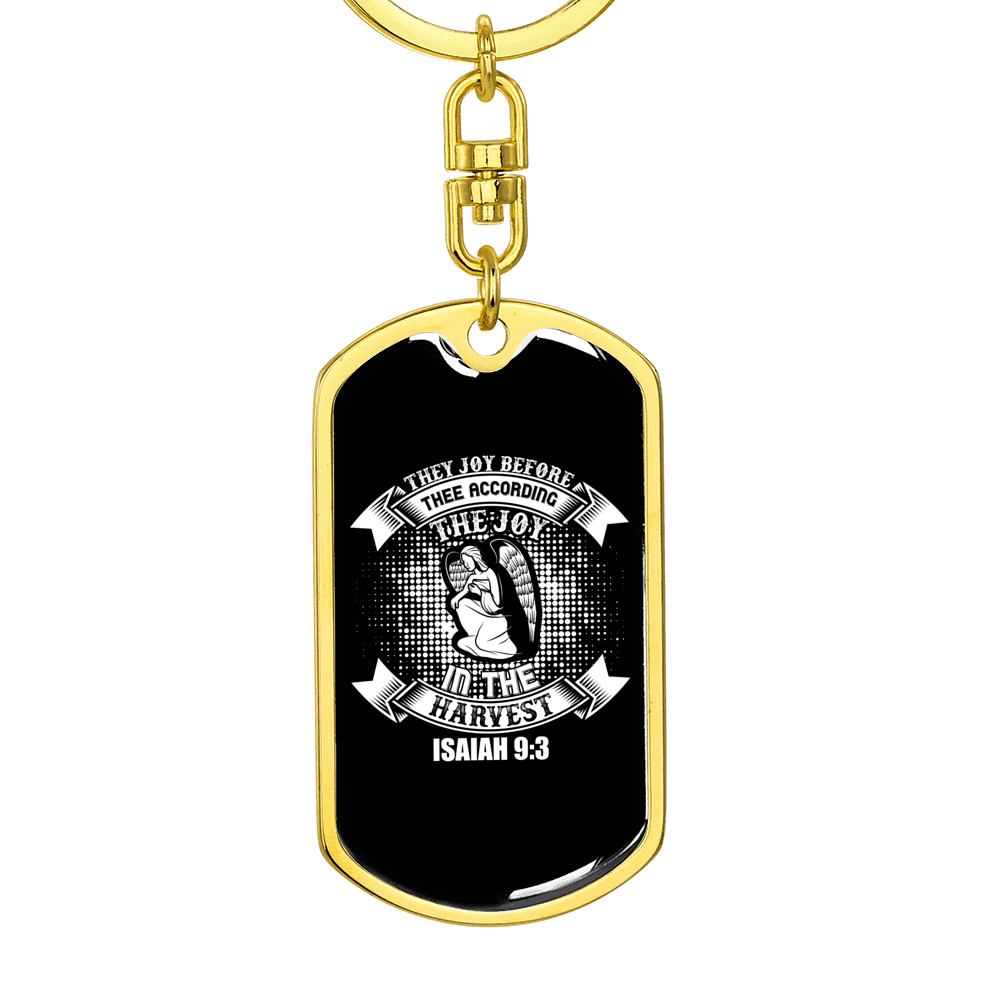 In The Harvest Isaiah 9:3 Keychain Stainless Steel or 18k Gold Dog Tag Keyring-Express Your Love Gifts