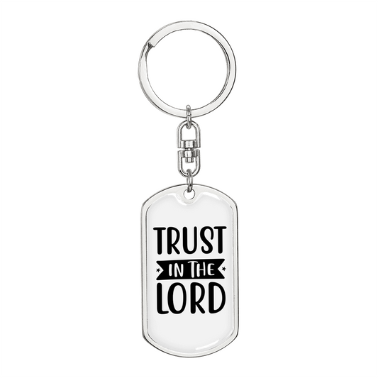 In The Lord Trust Keychain Stainless Steel or 18k Gold Dog Tag Keyring-Express Your Love Gifts