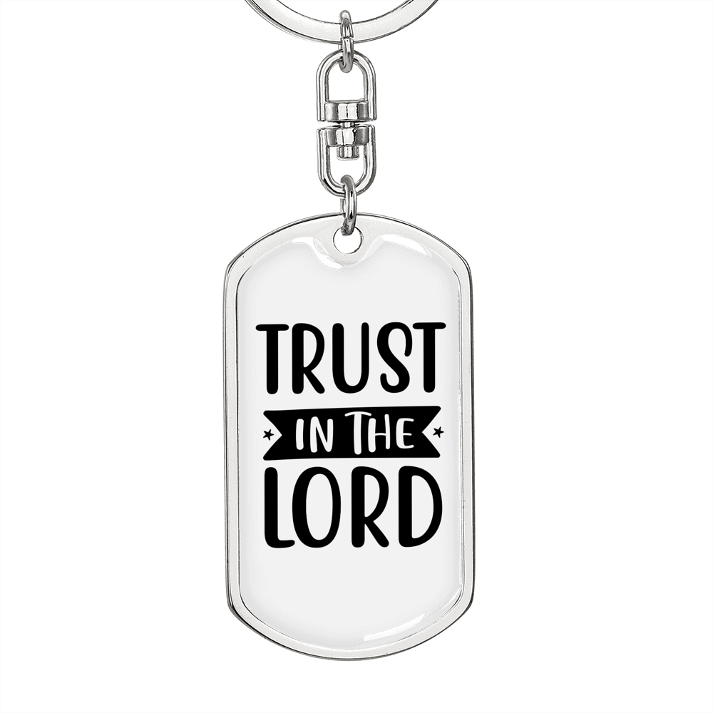 In The Lord Trust Keychain Stainless Steel or 18k Gold Dog Tag Keyring-Express Your Love Gifts