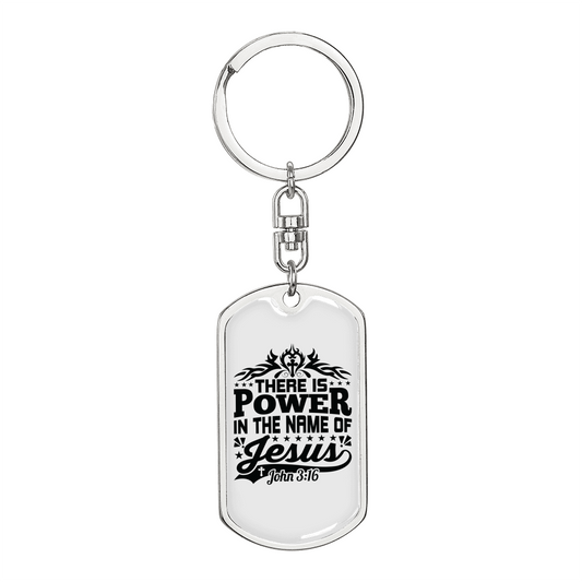 In The Name Of Jesus John 3:16 Keychain Stainless Steel or 18k Gold Dog Tag Keyring-Express Your Love Gifts