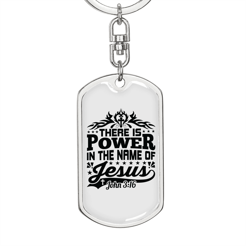 In The Name Of Jesus John 3:16 Keychain Stainless Steel or 18k Gold Dog Tag Keyring-Express Your Love Gifts