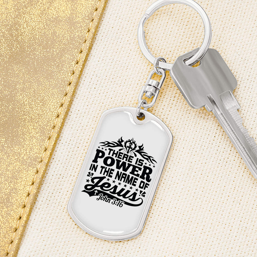 In The Name Of Jesus John 3:16 Keychain Stainless Steel or 18k Gold Dog Tag Keyring-Express Your Love Gifts
