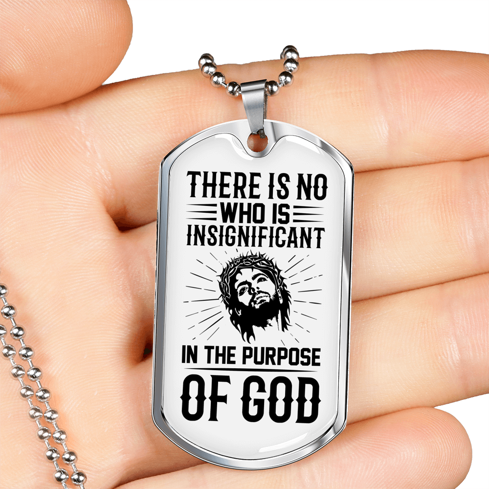 In The Purpose Of God Christian Necklace Stainless Steel or 18k Gold Dog Tag 24" Chain-Express Your Love Gifts