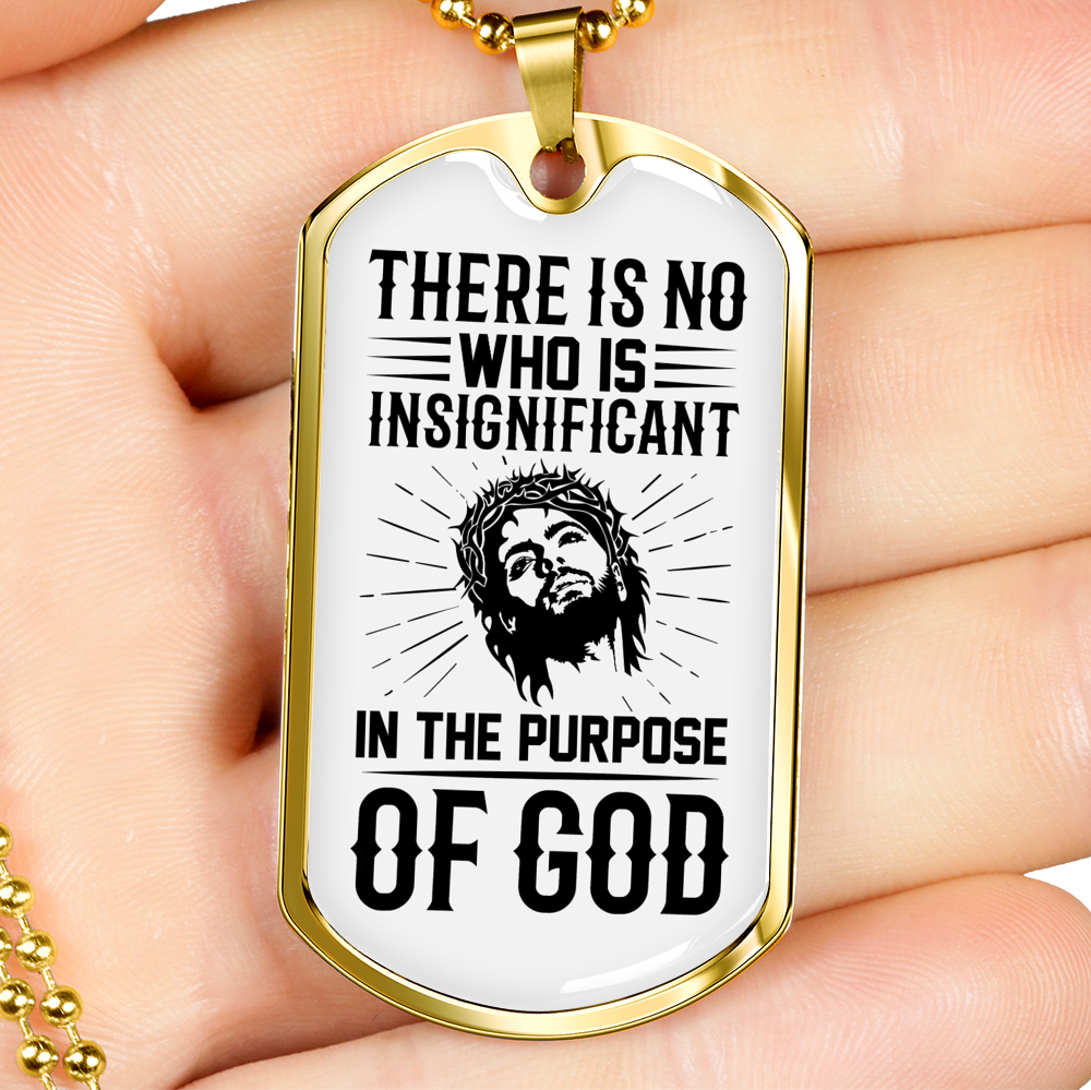 In The Purpose Of God Christian Necklace Stainless Steel or 18k Gold Dog Tag 24" Chain-Express Your Love Gifts