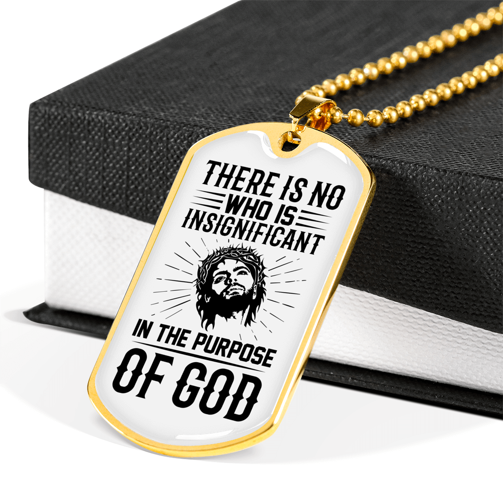 In The Purpose Of God Christian Necklace Stainless Steel or 18k Gold Dog Tag 24" Chain-Express Your Love Gifts