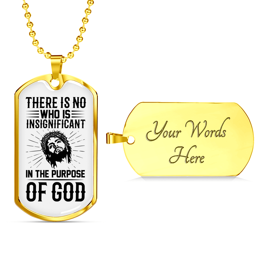 In The Purpose Of God Christian Necklace Stainless Steel or 18k Gold Dog Tag 24" Chain-Express Your Love Gifts