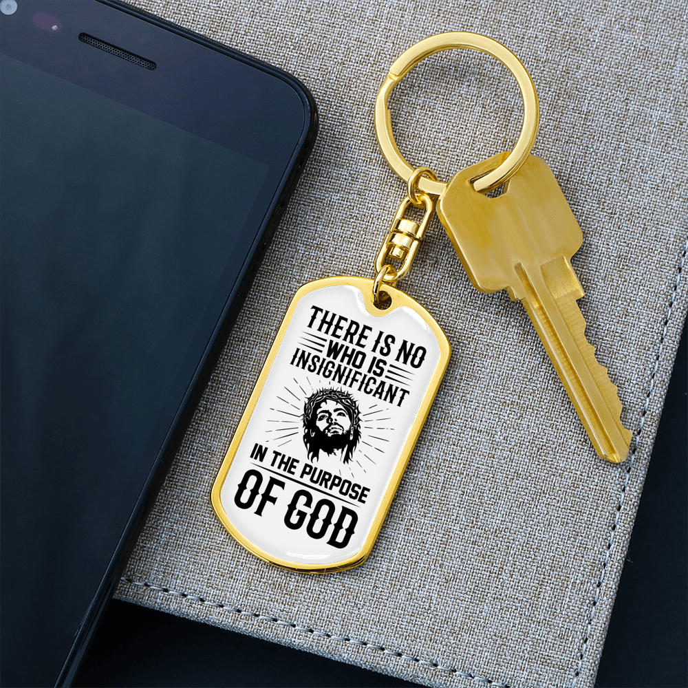 In The Purpose Of God Keychain Stainless Steel or 18k Gold Dog Tag Keyring-Express Your Love Gifts