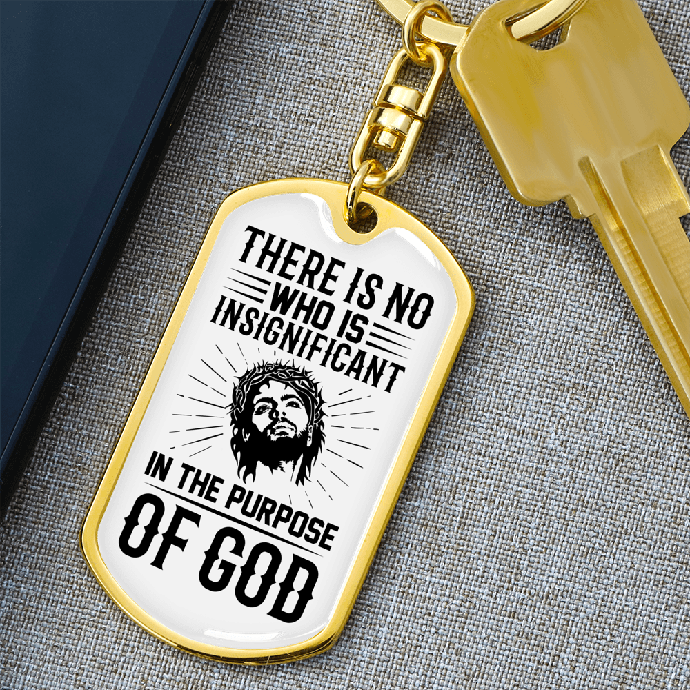 In The Purpose Of God Keychain Stainless Steel or 18k Gold Dog Tag Keyring-Express Your Love Gifts