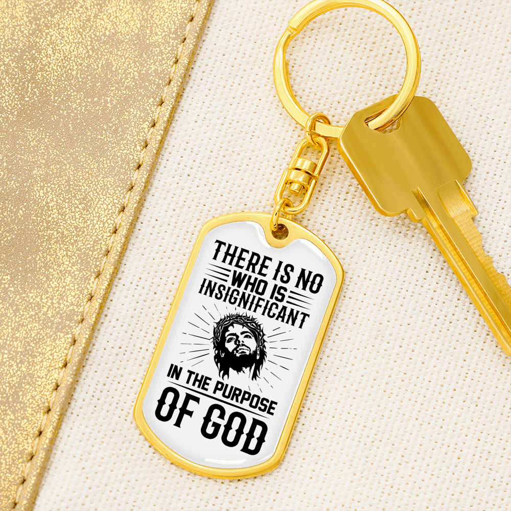 In The Purpose Of God Keychain Stainless Steel or 18k Gold Dog Tag Keyring-Express Your Love Gifts