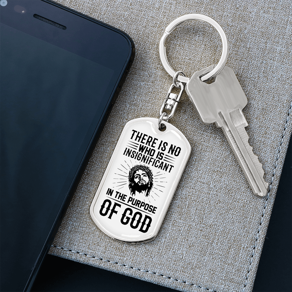 In The Purpose Of God Keychain Stainless Steel or 18k Gold Dog Tag Keyring-Express Your Love Gifts