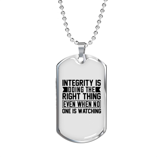 Integrity Christian Necklace Stainless Steel or 18k Gold Dog Tag 24" Chain-Express Your Love Gifts