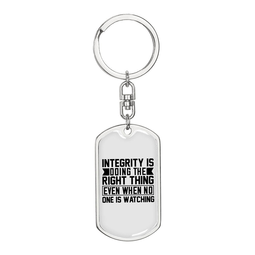 Integrity Keychain Stainless Steel or 18k Gold Dog Tag Keyring-Express Your Love Gifts