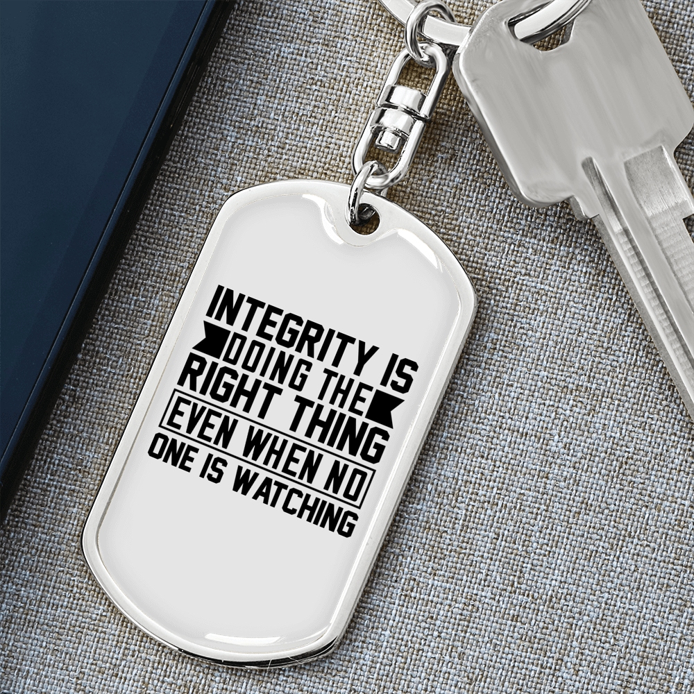 Integrity Keychain Stainless Steel or 18k Gold Dog Tag Keyring-Express Your Love Gifts