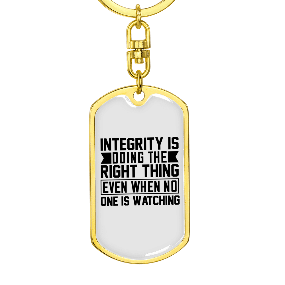 Integrity Keychain Stainless Steel or 18k Gold Dog Tag Keyring-Express Your Love Gifts